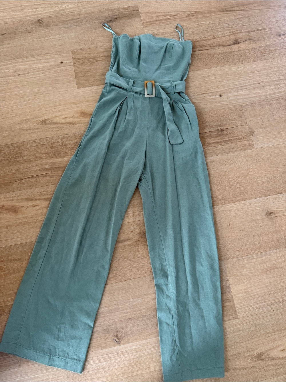 Monteau  Strapless Wide-Leg Jumpsuit with Belt